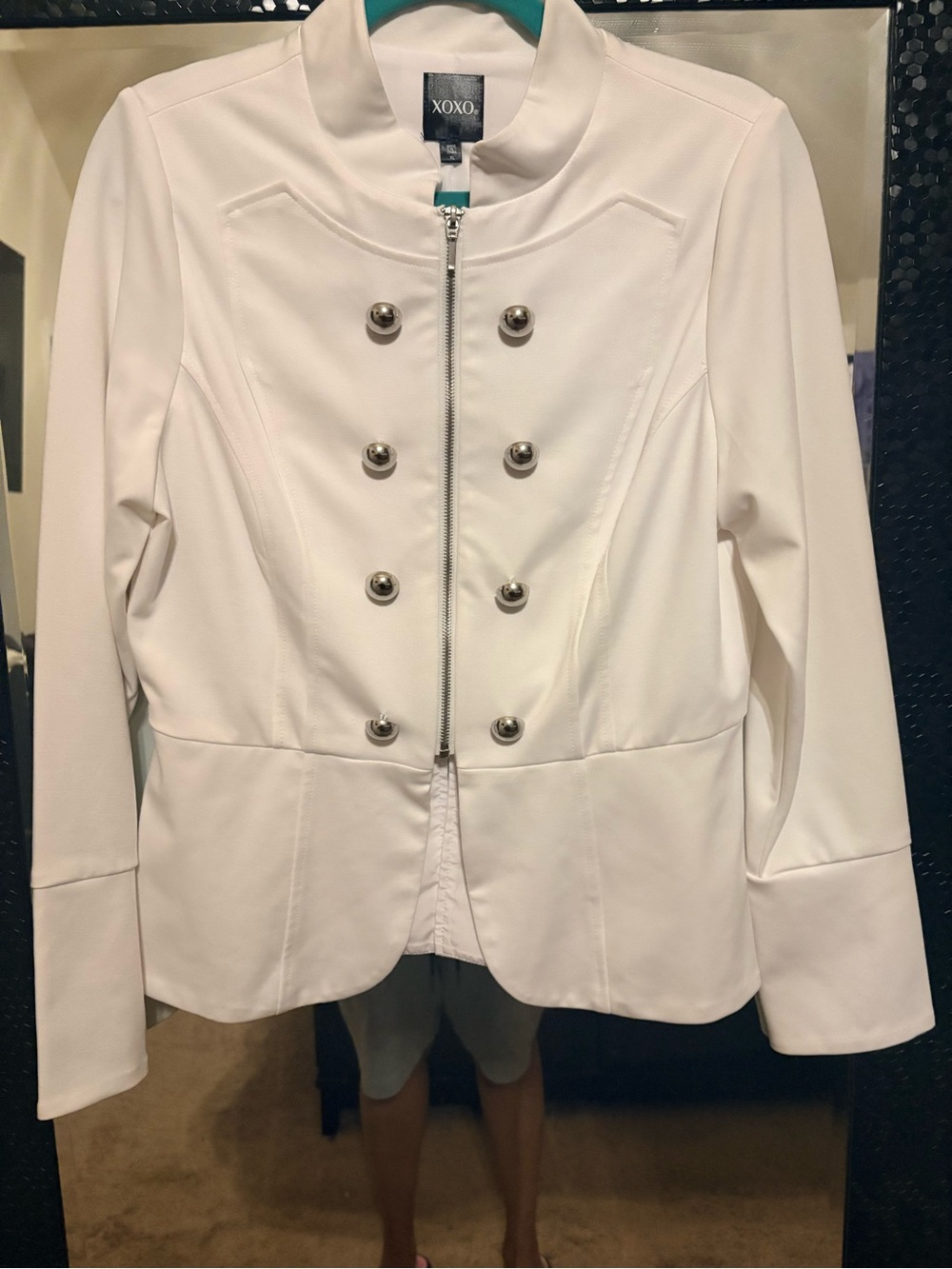 XOXO White Double-Breasted Zip-Front Blazer Jacket, size XL